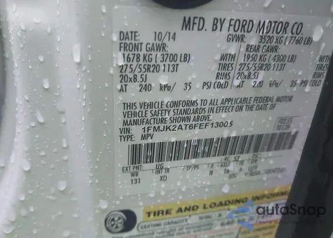 2015 Ford Expedition El Limited from USA, damaged, VIN 1FMJK2AT6FEF13005